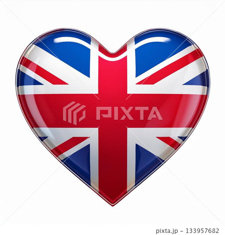 イギリスの国旗のハート 133957682