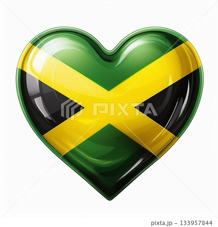 ジャマイカの国旗のハート 133957844