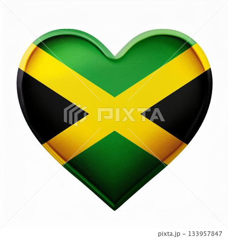 ジャマイカの国旗のハート 133957847