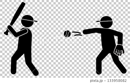 Silhouette illustration of a baseball pitcher and batter facing off Silhouette illustration of a baseball pitcher and batter facing off 133958082