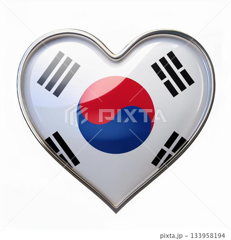 韓国の国旗のハート 133958194