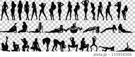 女性剪影插畫套裝 133958308