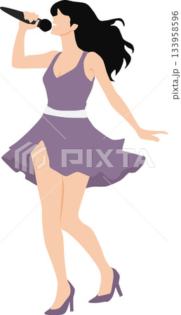 ステージの上で歌うアイドルのイラスト	 133958596