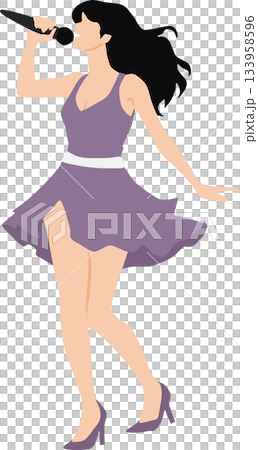 ステージの上で歌うアイドルのイラスト	 133958596