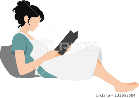 昼寝をする女性のイラスト	 133958604