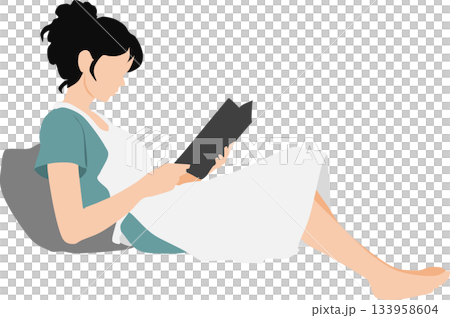 昼寝をする女性のイラスト	 133958604