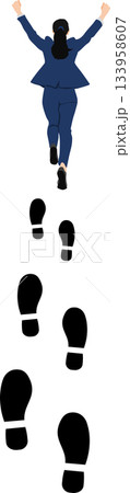ジャンプするビジネスウーマンのイラスト	 133958607