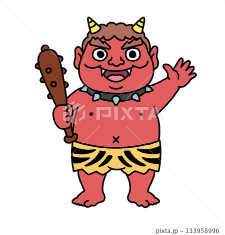 金棒を持ったコミカルな赤鬼 133958996