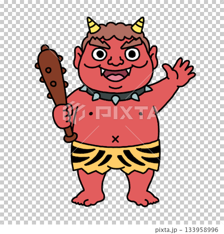 金棒を持ったコミカルな赤鬼 133958996