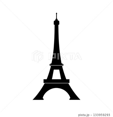 Block-Style Eiffel Tower Logo Representing Modern Urban Architecture 133959293