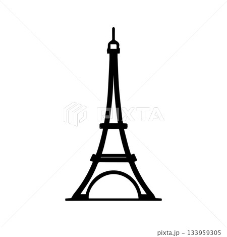 Elegant Soft-Line Tower Emblem Showing Refined French Style Elegant Soft-Line Tower Emblem Showing Refined French Style 133959305
