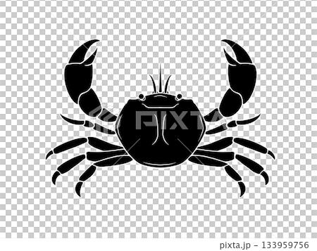 正面向きのカニの白黒イラスト(白フチあり) 正面向きのカニの白黒イラスト(白フチあり) 133959756