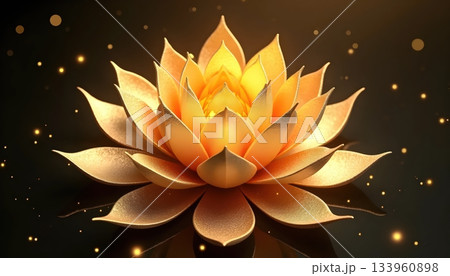 Lotus-Inspired Golden Petal Layers Creating A Peaceful Radiant Symbol 133960898
