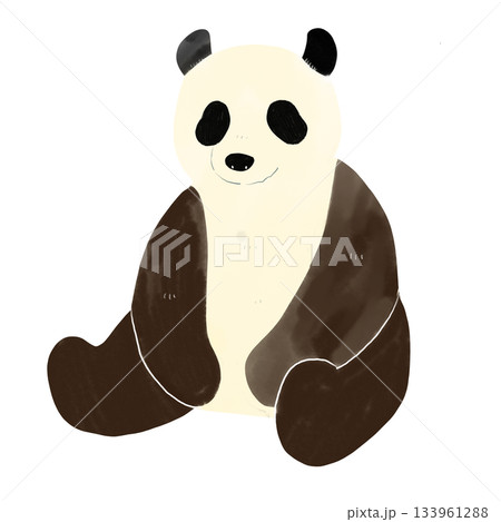 座るパンダの水彩風イラスト 133961288