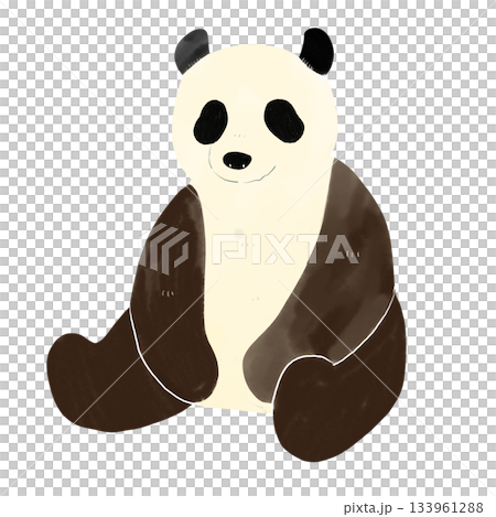 座るパンダの水彩風イラスト 133961288