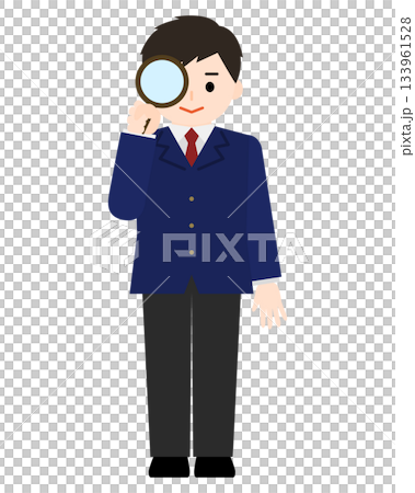 Boy examining with a magnifying glass 133961528