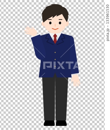 一個男孩舉手指路 133961530