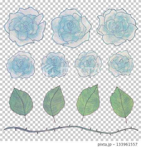 手繪藍玫瑰插畫集 133961557