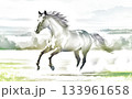 水彩風自然を走る馬 133961658