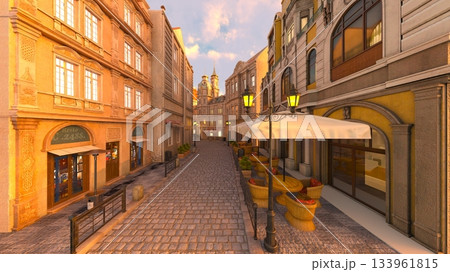 石畳のある街かど 石畳のある街かど 133961815