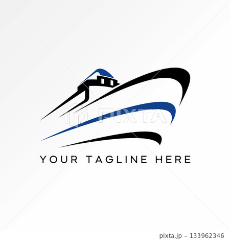 Cruise ship yacht cargo destination transport large sailboat maritime harbor logo design graphic concept creative premium vector stock image top sell 133962346