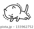 ストレッチする猫の線画イラスト 133962752