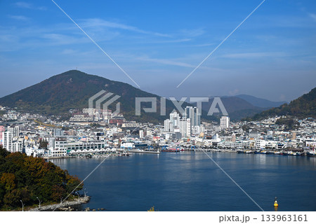【韓国/麗水市】将軍山と麗水港湾周辺の町並み 133963161