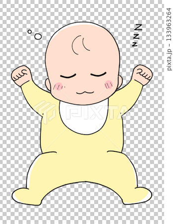 一個嬰兒仰面睡得很香。 一個嬰兒仰面睡得很香。 133963264
