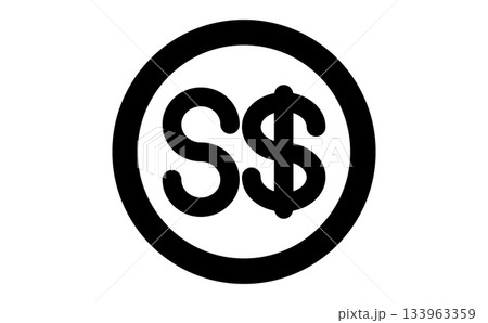 円形のシンガポールドルマークの通貨のシンプルな黒の線画アイコン 円形のシンガポールドルマークの通貨のシンプルな黒の線画アイコン 133963359