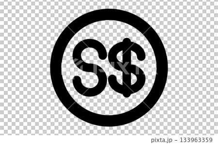 円形のシンガポールドルマークの通貨のシンプルな黒の線画アイコン 円形のシンガポールドルマークの通貨のシンプルな黒の線画アイコン 133963359