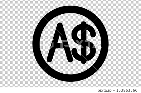 円形のマークのオーストラリアドル通貨のシンプルな黒の線画アイコン 円形のマークのオーストラリアドル通貨のシンプルな黒の線画アイコン 133963360