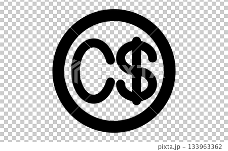 Simple black line drawing icon of Canadian dollar currency in a circular mark Simple black line drawing icon of Canadian dollar currency in a circular mark 133963362