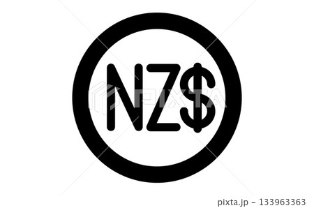 円形のマークのニュージーランドドル通貨のシンプルな黒の線画アイコン 円形のマークのニュージーランドドル通貨のシンプルな黒の線画アイコン 133963363