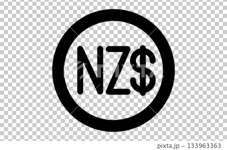 円形のマークのニュージーランドドル通貨のシンプルな黒の線画アイコン 円形のマークのニュージーランドドル通貨のシンプルな黒の線画アイコン 133963363