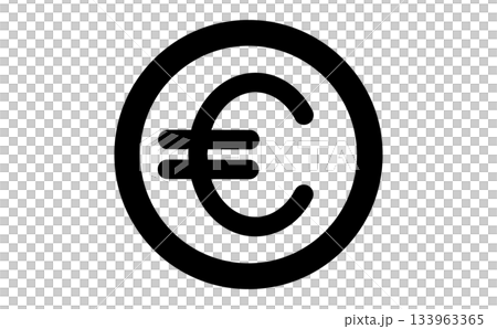 Simple black line drawing icon of euro currency in a circular mark Simple black line drawing icon of euro currency in a circular mark 133963365