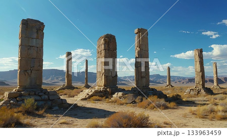 ゲーム背景 古い石積みの煉瓦城砦古代遺跡廃墟の神殿 ゲーム背景 古い石積みの煉瓦城砦古代遺跡廃墟の神殿 133963459