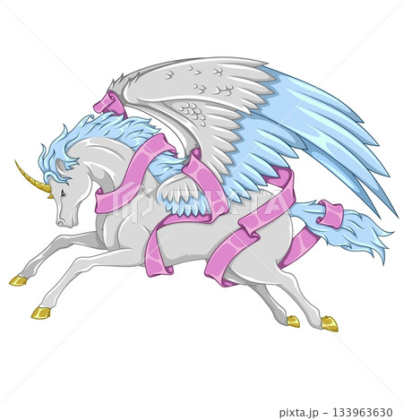 Winged horse from Greek mythology with ribbon Winged horse from Greek mythology with ribbon 133963630