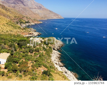 Panoramic Coastline with Hills in Sicily Panoramic Coastline with Hills in Sicily 133963744