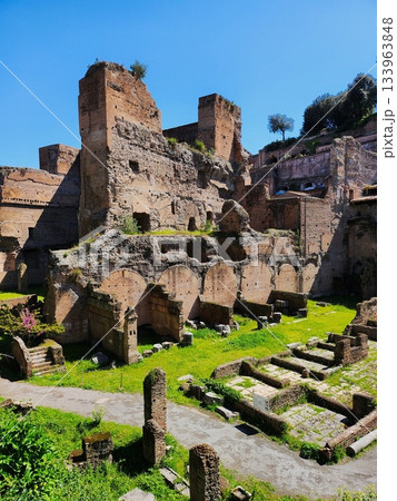 Ancient Stone Ruins on Green Hill 133963848