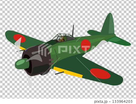綠色零式戰鬥機插圖 133964203