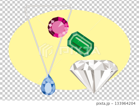 ダイヤモンド、ルビー、サファイア、エメラルドのセットのイラスト 133964204