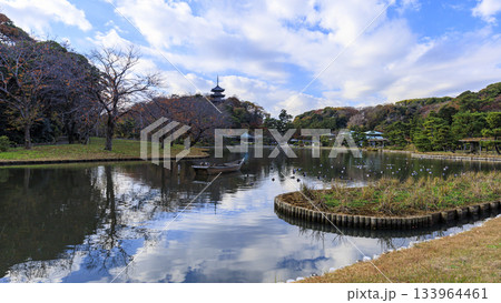 青空と紅葉の三渓園 青空と紅葉の三渓園 133964461
