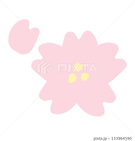やさしい園ぎょうじイラスト（主線なし・ゆるかわ）｜入学式（桜）のイラスト 133964590