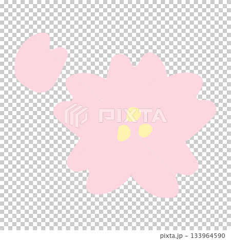 やさしい園ぎょうじイラスト（主線なし・ゆるかわ）｜入学式（桜）のイラスト 133964590