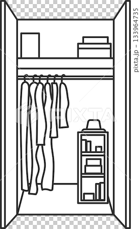 極簡主義衣櫥插圖：簡單的線條畫 133964735