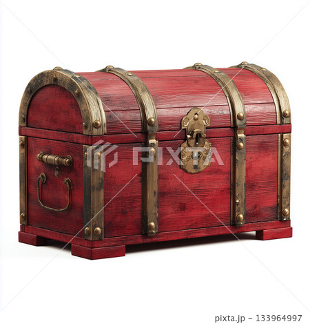 豪華装飾のアンティーク宝箱｜中世風デザインが魅力のレトロなトレジャーチェスト 133964997