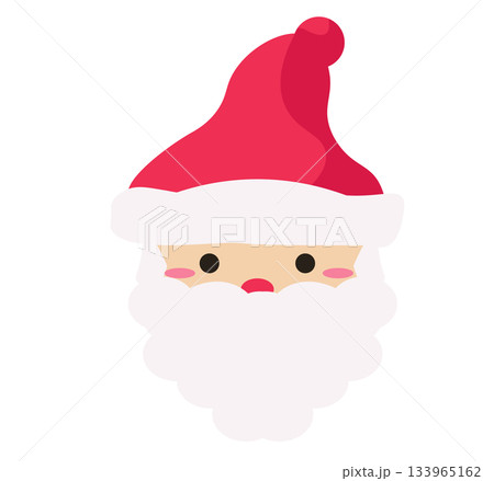 サンタさんの顔。可愛いサンタさん。クリスマスアイコン。ベクターイラスト	 133965162