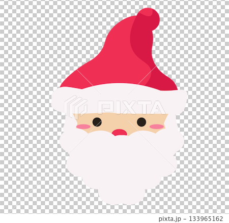 サンタさんの顔。可愛いサンタさん。クリスマスアイコン。ベクターイラスト	 133965162