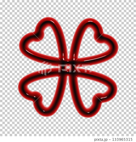 飽滿光滑的3D三葉草邊框圖示。血紅色裝飾材料的插圖 133965315