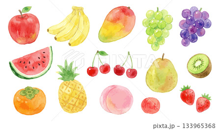 水彩画タッチの果物イラストセット 133965368